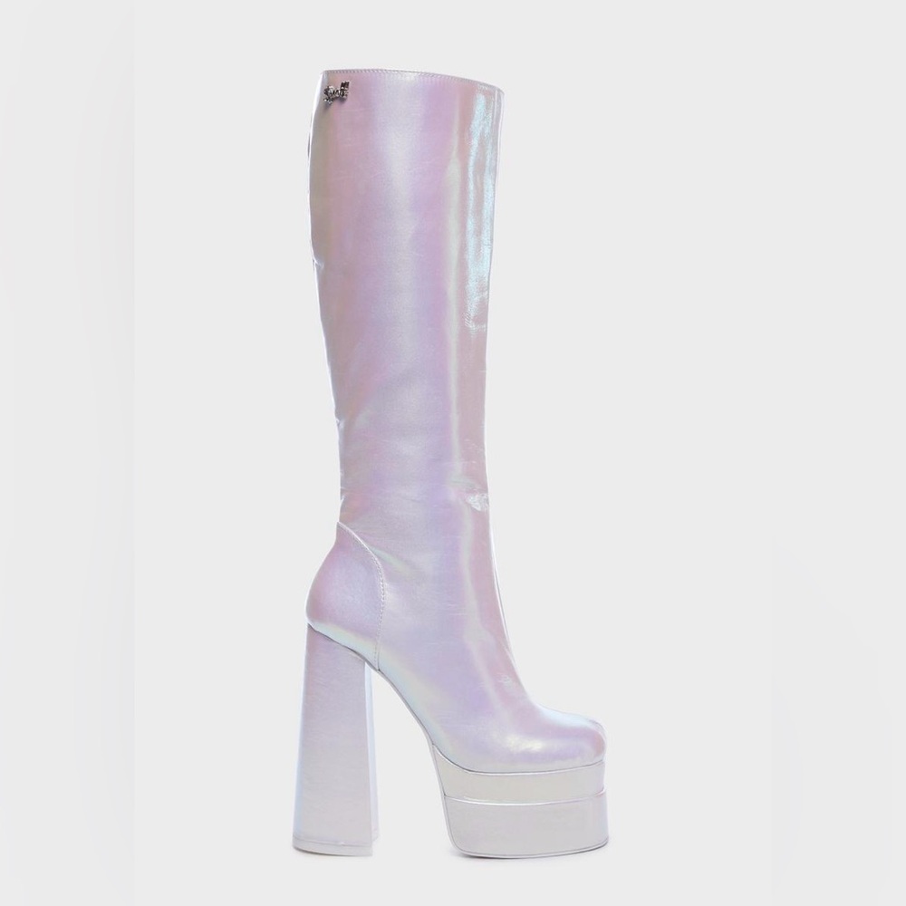 Sparkl Fairy Oh Yeah Baby Pearlescent White Knee Boot